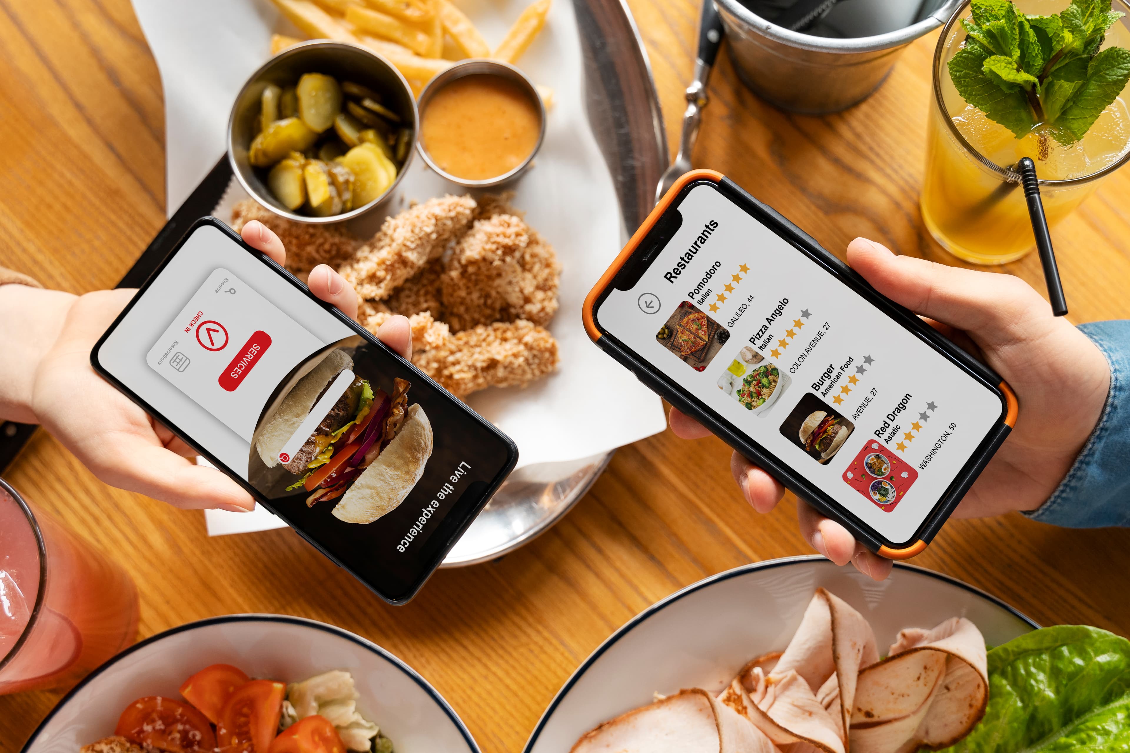Restaurant digital menus displayed on tables using Qravit QR code technology
